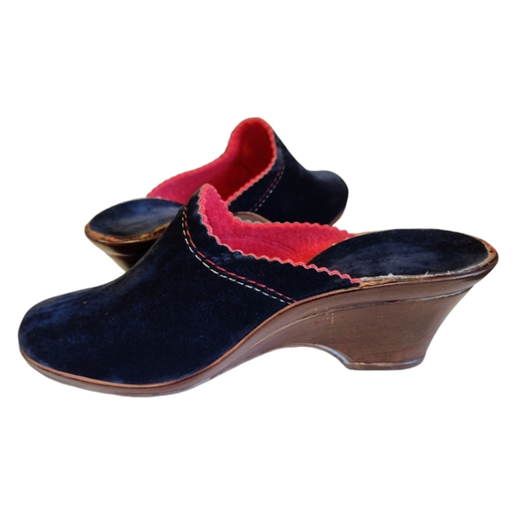 VTG Made in Germany Rohde Blue Suede Mules/Wedges Size Eur 39/US 8 - Picture 6 of 15